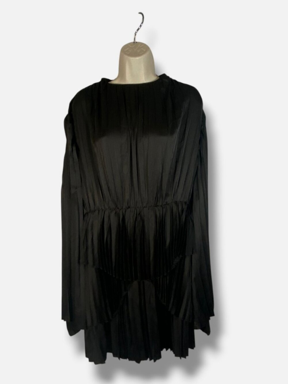 Andrea Iyamah Women's Black Lenti Pleated Mini Dress Size L